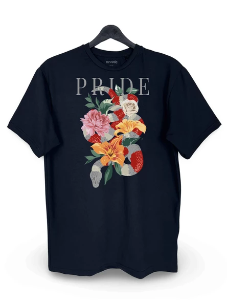 Pride Çiçek Baskılı Unisex Bisiklet Yaka Tişört