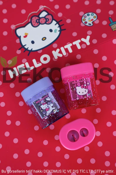 YENİ SEZON LİSANSLI HELLO KITTY "2 ADET " ÇİFT BIÇAKLI OVAL KALEMTRAŞ