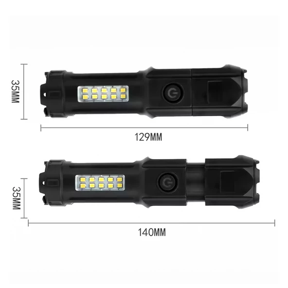 POWERMASTER 109-B ZOOMLU FLASH ÖZELLİKLİ SMD VE POWER LEDLİ ŞARJLI PLASTİK KASA EL FENERİ (POWERBANK ÖZELLİKLİ) - 2