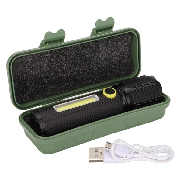 POWERMASTER JF-72 X2000 ZOOMLU FLASH ÖZELLİKLİ ŞARJLI METAL KASA EL FENERİ - 3