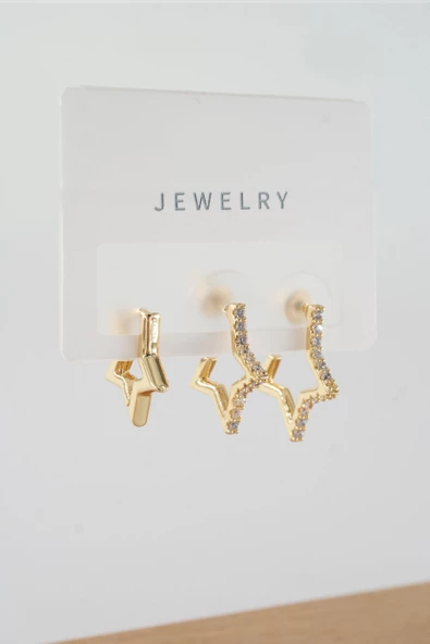 Kadın Vip Seri Baget Zirkon Taşlı Karışık Figürlü 3'lü Küpe  zrk00551 ürün görseli