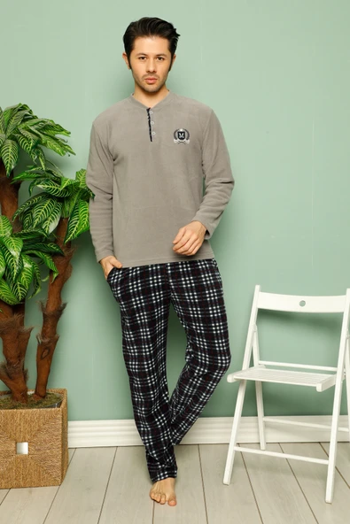 Nisanca 3 Renk Kışlık Erkek Polar Pijama Takımı - 3