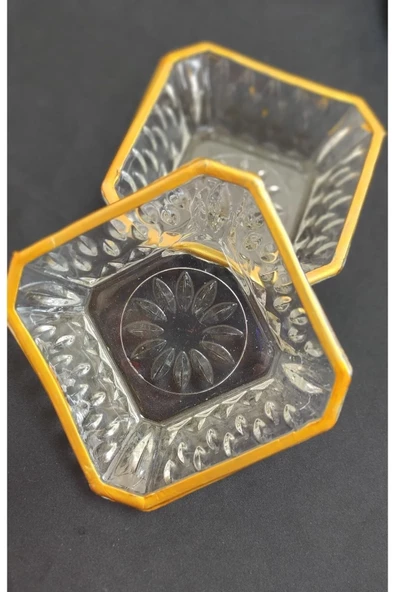 Eylül 6'lı Cam Yaldızlı Kare Lokumluk Sosluk TOPTANBULURUM -81088