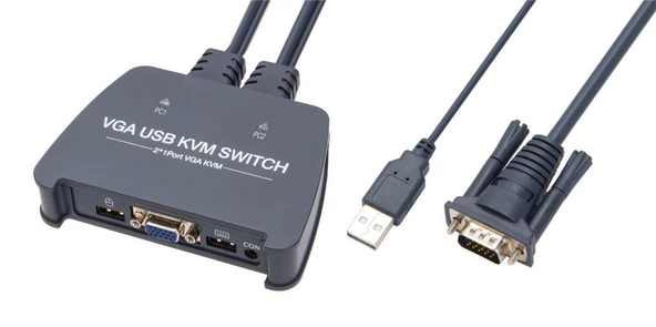 Vcom DD211-2K 2 Port Vga 1080P@60Hz Plastik Kasa Kvm Switch - 2