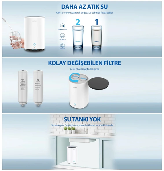 Neutron NTL-SU60WB Akıllı Su Arıtma Cihazı Su Tankı Olmadan Arıtır Mobil Uygulama Kullanımı - 6