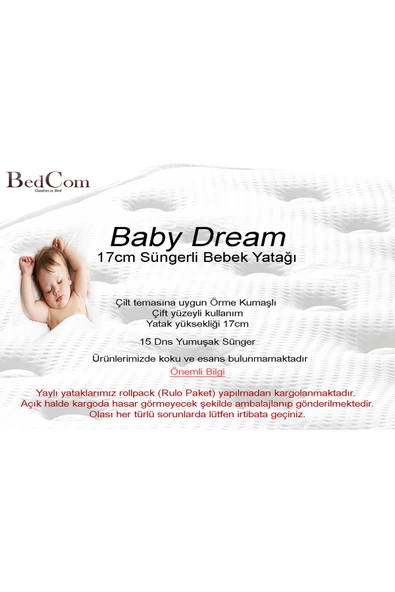 Bebek Yatağı 60x120 17cm Süngerli Oyun Parkı Park Yatak - Resim 4