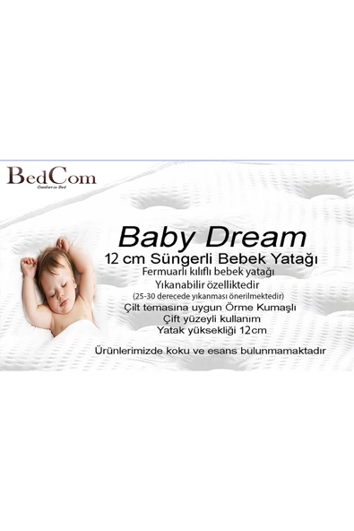 Nano Bebek Yatağı 60x120 Kılıflı 12cm Sünger Yatak Park Yatak Oyun Parkı - 2