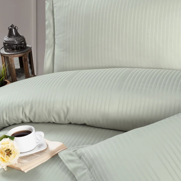 Schafer Home Shine Çizgili Pamuk Saten Çift Kişilik Nevresim Takımı-4 Parça - 2