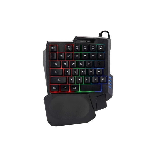 Polosmart PGS202 Kablolu Rainbow Led Aydınlatma Ergonomik Mini Gaming Oyuncu Klavye Siyah - 1