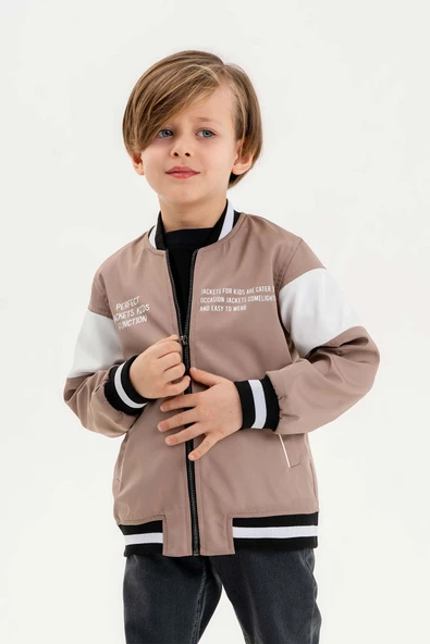 Çift Cepli Fermuarlı Kolej Su Geçirmez Erkek Çocuk Ceket - 5