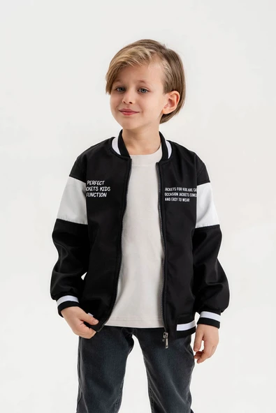 Çift Cepli Fermuarlı Kolej Su Geçirmez Erkek Çocuk Ceket - 9