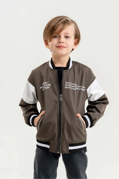 Çift Cepli Fermuarlı Kolej Su Geçirmez Erkek Çocuk Ceket - 3