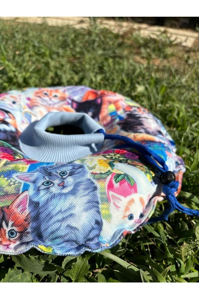 Kedi-Köpek Boyunluk-Elizabeth Yakalık Operasyon Boyunluk-kedi Boyun Yastığı(ÖZEL KUMAŞ)Kedili Bahçe - 6