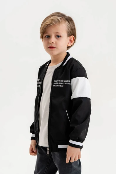 Çift Cepli Fermuarlı Kolej Su Geçirmez Erkek Çocuk Ceket - 8