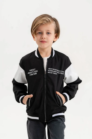 Çift Cepli Fermuarlı Kolej Su Geçirmez Erkek Çocuk Ceket - 7