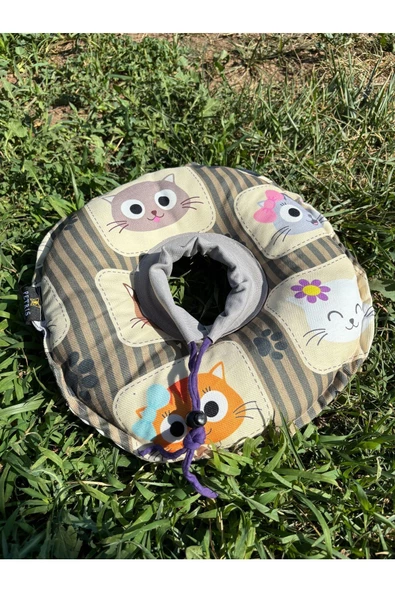 Kedi-Köpek Boyunluk-Elizabeth Yakalık Operasyon Boyunluk-kedi Boyun Yastığı(ÖZEL KUMAŞ)Kahve kediler - 3