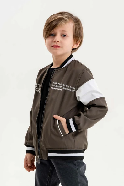 Çift Cepli Fermuarlı Kolej Su Geçirmez Erkek Çocuk Ceket - 2