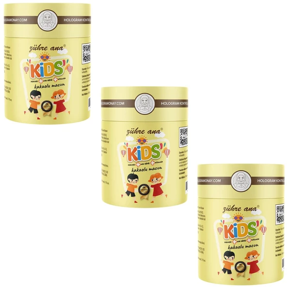 Zühre Ana Kids Arı Sütü Pekmez Bal ve Vitamin Katkılı Kakaolu Macun 240 gr 3 ADET