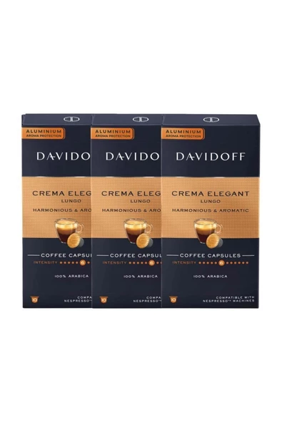 Davidoff Crema Elegant Lungo Harmonıous & Aromatıc Aluminium Kapsül Kahve 3x10