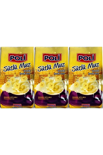 POLI Sütlü Muz Aromalı Içecek Tozu 3 Adet X 250 gram