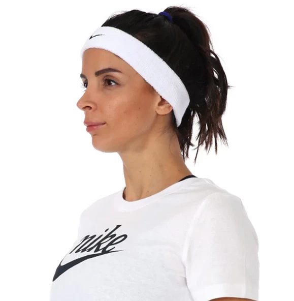 Nike Swoosh Headband Unisex Beyaz Antrenman Saç Bandı N.NN.07.101.OS