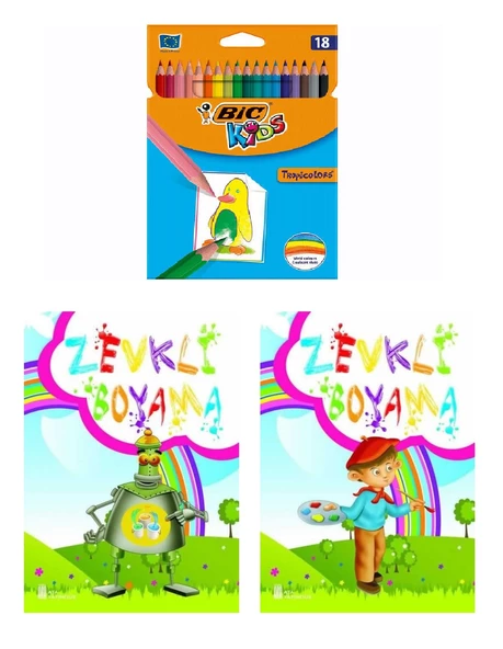 Boyama Seti ( 2 Adet Boyama Kitabı+ Bic 18 li Kuruboya) - 2