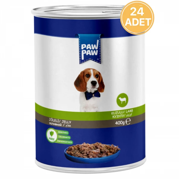 Paw Paw Jelly Parça Etli Kuzulu Yavru Köpek Konservesi 400 gr (24 ADET)