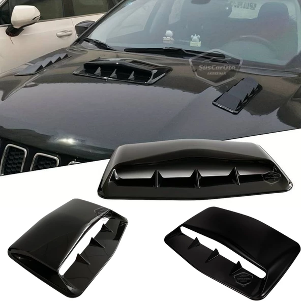Üniversal Her Araca Uyumlu Geniş Midi Boy Kaput Üstü Havalandırma Izgarası Tavan Vent Air Scoop İthal Shark Tip 42 x 25 cm - 7
