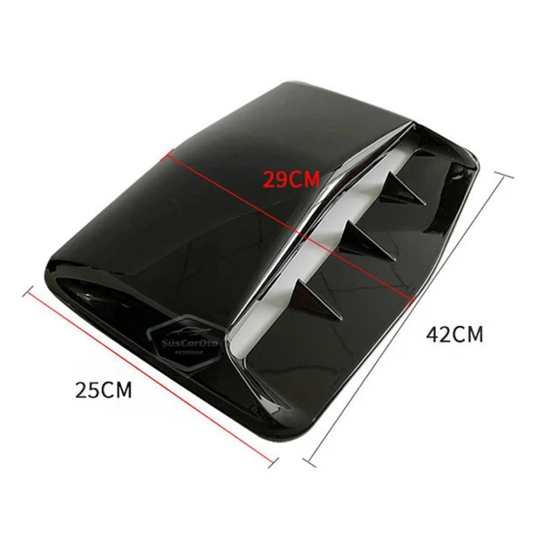 Üniversal Her Araca Uyumlu Geniş Midi Boy Kaput Üstü Havalandırma Izgarası Tavan Vent Air Scoop İthal Shark Tip 42 x 25 cm - 3