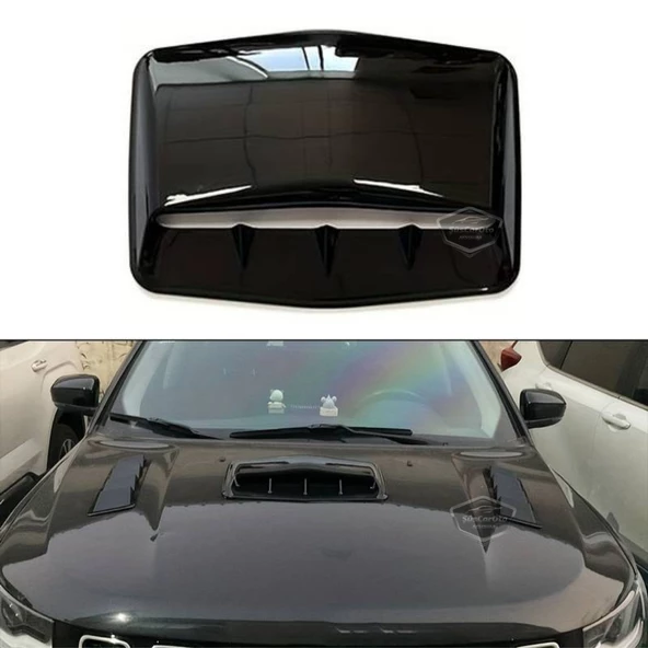 Üniversal Her Araca Uyumlu Geniş Midi Boy Kaput Üstü Havalandırma Izgarası Tavan Vent Air Scoop İthal Shark Tip 42 x 25 cm - 8