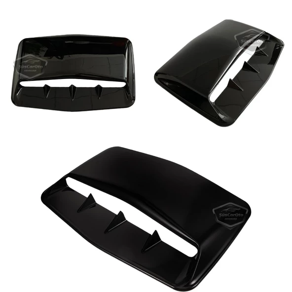 Üniversal Her Araca Uyumlu Geniş Midi Boy Kaput Üstü Havalandırma Izgarası Tavan Vent Air Scoop İthal Shark Tip 42 x 25 cm - 2