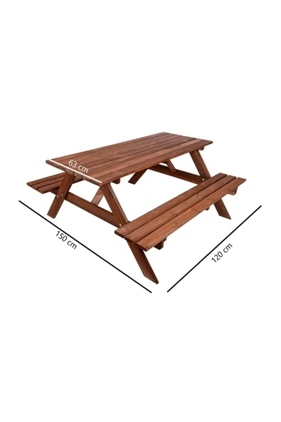 Pinoxi Ahşap Bahçe Masası Piknik Masası - 3