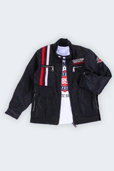 Çift Cepli Fermuarlı Su Geçirmez Erkek Çocuk Ceket ürün görseli 1