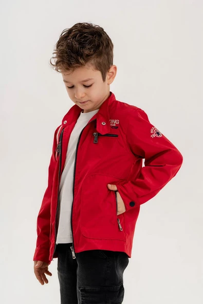 Çift Cepli Fermuarlı Su Geçirmez Erkek Çocuk Ceket - Resim 8