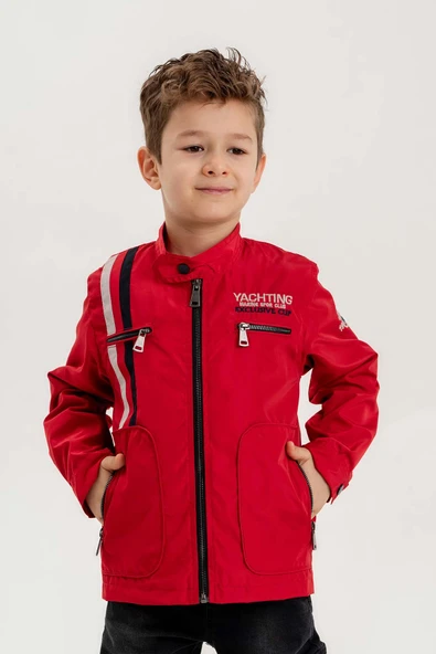 Çift Cepli Fermuarlı Su Geçirmez Erkek Çocuk Ceket - 5