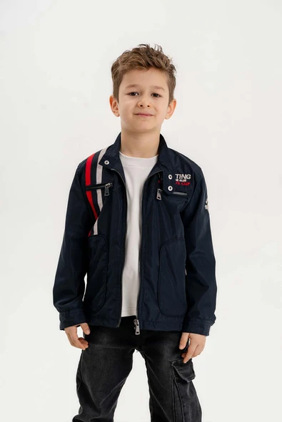 Çift Cepli Fermuarlı Su Geçirmez Erkek Çocuk Ceket