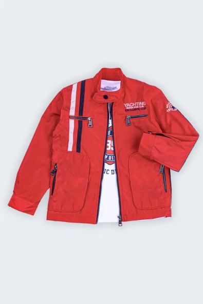 Çift Cepli Fermuarlı Su Geçirmez Erkek Çocuk Ceket - Resim 11