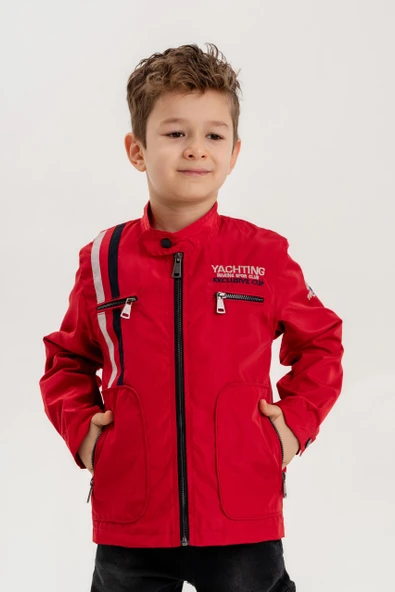 Çift Cepli Fermuarlı Su Geçirmez Erkek Çocuk Ceket - Resim 4