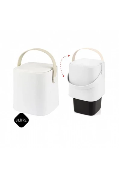 Tuffex Beyaz Sihirli Çöp Kovası 8 Lt - 2
