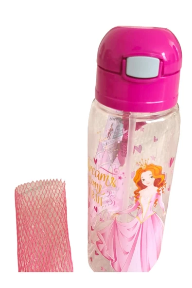 Tuffex Lüks Pipetli Matara 500Ml Mono Tp726 Pembe Prenses Desenli ürün görseli 1
