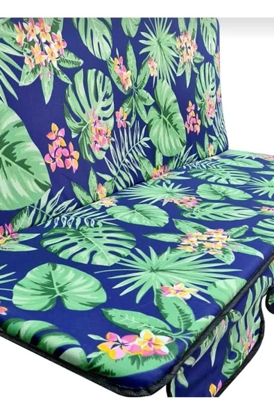 Kapella Bahçe Salıncak Minderi Süngerli Lüks Kılıf Seti Gölgelikli Yaprak Desenli 130 X 45 - 4