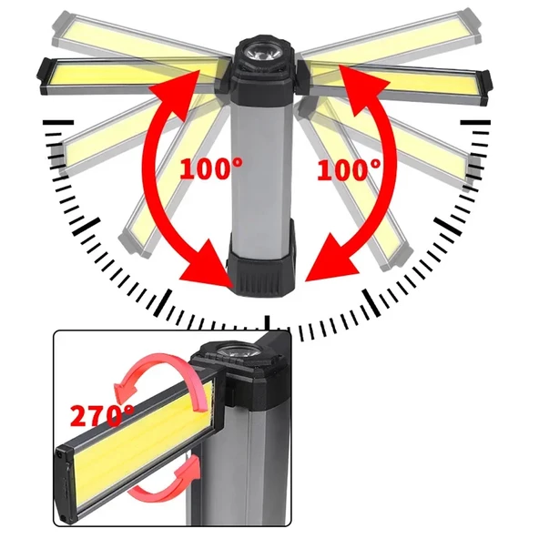 Powermaster PM-24565 25 Watt USB TYPE-C Girişli P50 Ve Cob Ledli 2 Kanatlı Kollu Çalışma Lambası - 4