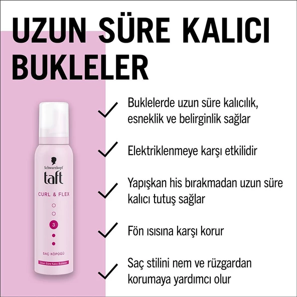 Taft Saç Köpüğü Curl & Flex No: 3 Uzun Süre Kalıcı Bukleler 150 ml - 4