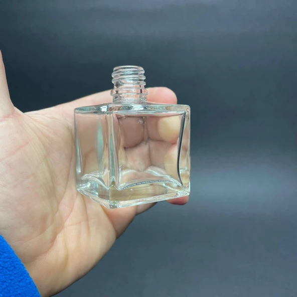 50 Ml Kare Model Cam Damlalıklı Şİşe , Gold Metal Kapaklı , 50 Cc Cam Damlalıklı Köşeli  Şişe x 6 Adet - Resim 4