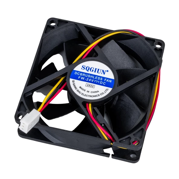 Ayt Powermaster IC-216 3 Pin Kablolu 80X80X25 Mm 24 Volt Fırçasız DC Kasa Fanı Soğutucu Fan 8x8x2.5 cm - Resim 3