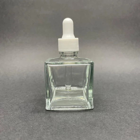 50 Ml Köşeli Model Cam Damlalıklı Şİşe , Plastik Kapaklı , 50 Cc Cam Damlalıklı Kare  Şişe x 6 Adet ürün görseli