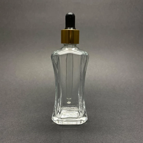 50 Ml Milano Model Cam Damlalıklı Şİşe , Gold Metal Kapaklı , 50 Cc Cam Damlalıklı Milano Şişe x 6 Adet - Resim 2