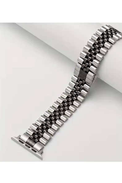 DKMProtect Apple Watch 2 3 4 5 6 7 8 SE 42 44 45 49 mm Ultra Uyumlu Lüx Paslanmaz Çelik Rolex Tasarım Kordon - Resim 2