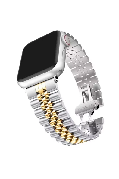 DKMProtect Apple Watch 2 3 4 5 6 7 8 SE 42 44 45 49 mm Ultra Uyumlu Lüx Paslanmaz Çelik Rolex Tasarım Kordon