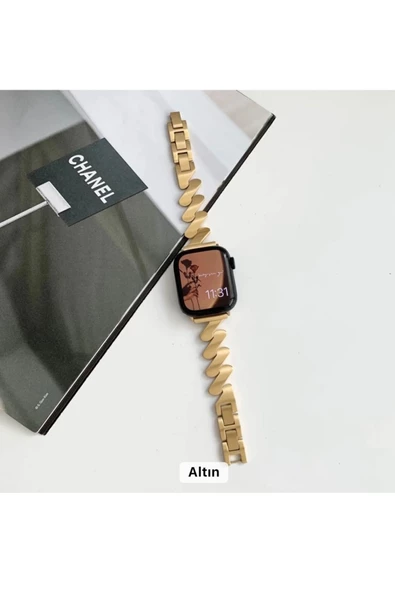 DKMProtect Apple Watch 2 3 4 5 6 7 8 SE 42 43 44 45 49 MM Uyumlu Lüx Çelik Paslanmaz Parlak Kordon